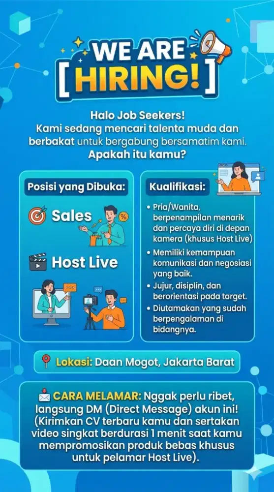 Loker Host Live dan Sales