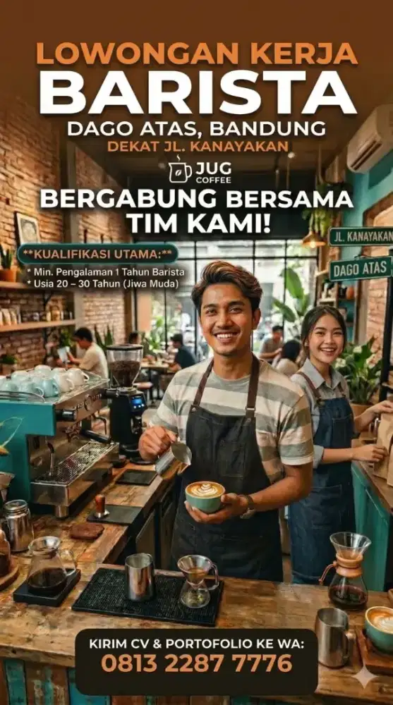 Lowongan barista cafe di dago deket borma