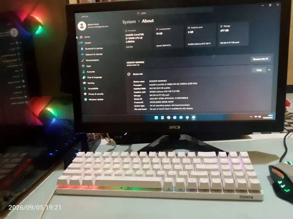 PC i5-10400 GTX 750 Ti RAM 16GB
