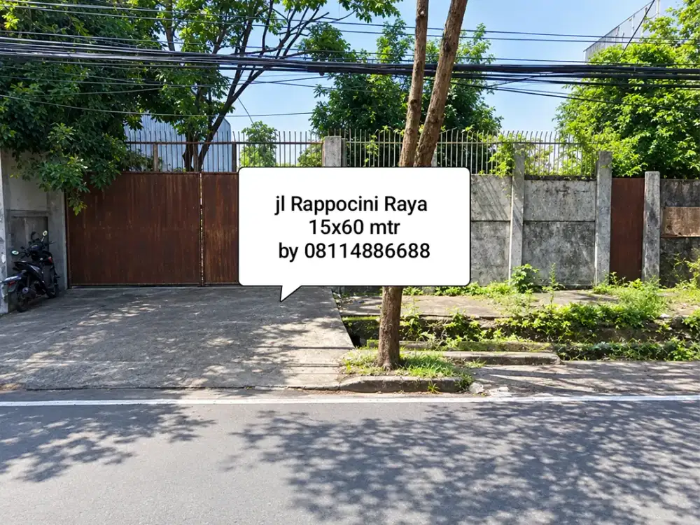 Tanah kosong Jl Rappocini Raya 15x60 mtr dekat pettarani veteran Panakukang