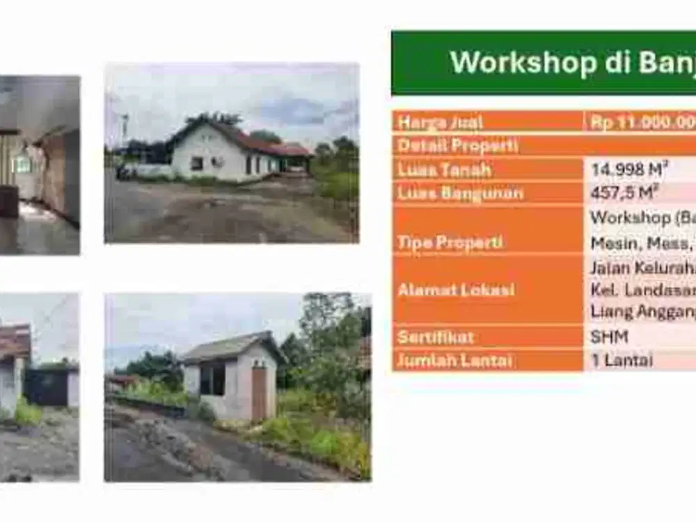 Dijual workshop bangunan kantor ,mesin ,mess dan timbangan di Banjarbaru
