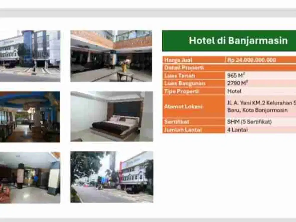 Dijual ex Hotel di Banjarmasin