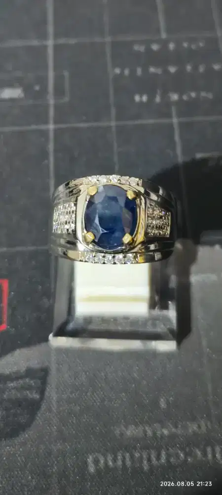 Natural Blue Safir ring alpaka