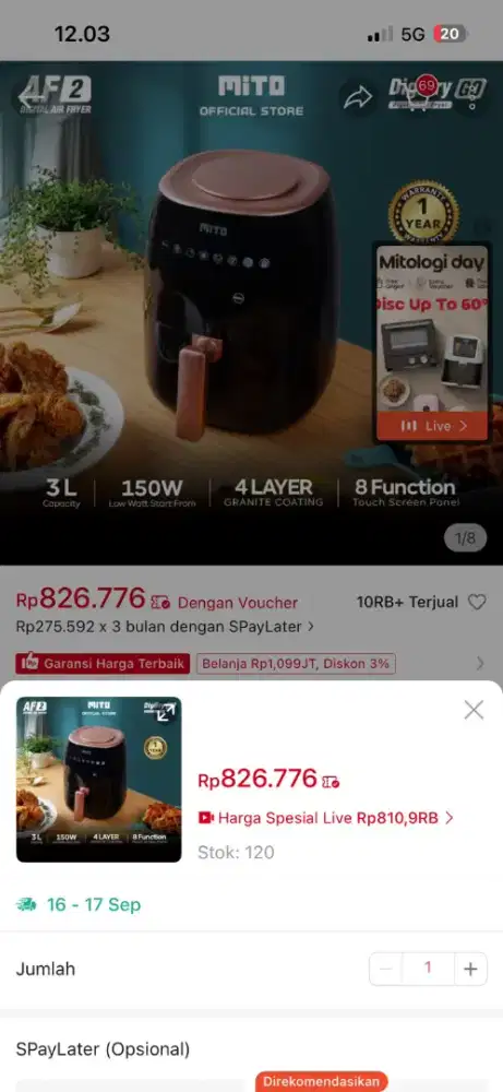 Digital air fryer Mito