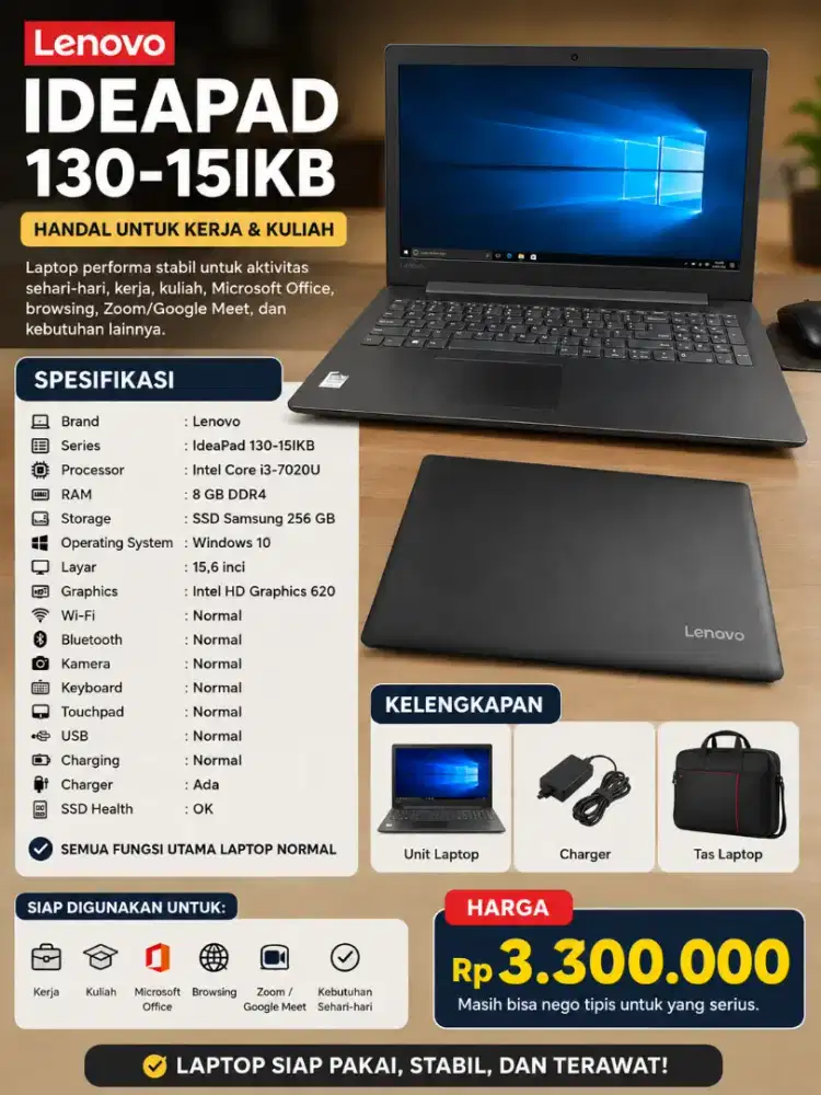 Lenovo IdeaPad 130-15IKB i3 RAM 8GB SSD 256GB