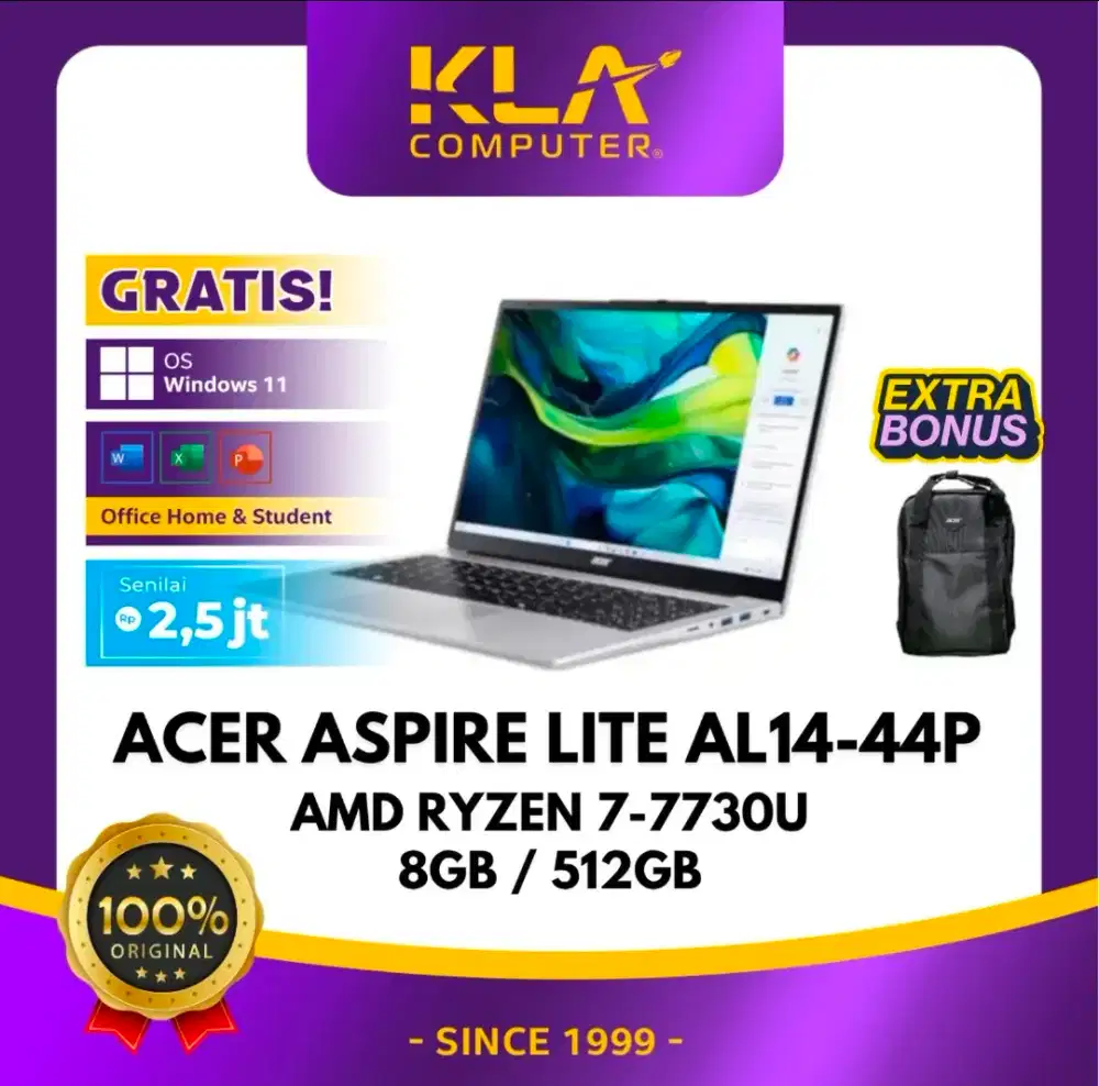 Laptop Acer Aspire Lite AL14 AmdRyzen 7 Kredit DP 0 Proses Cepat