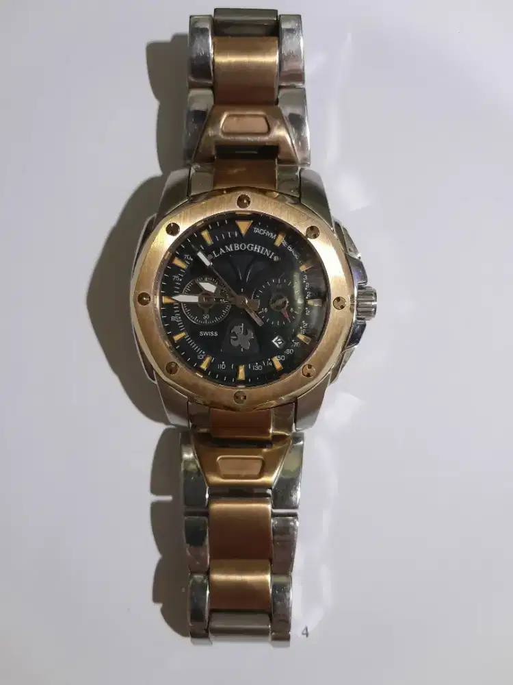 jam tangan lamboghini stainless steel gold emas