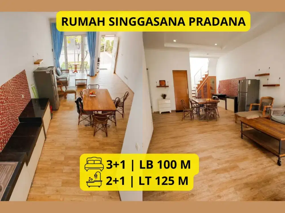 DIJUAL RUMAH SINGGASANA PRADANA Furnished • Siap Huni • Lingkungan Nyaman  LT 125 m² | LB 100 m² | 3+1 KT