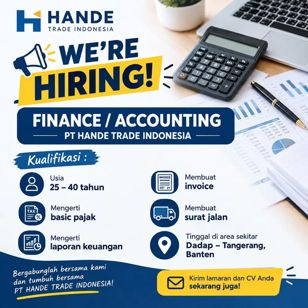 Dibutuhkan Segera Finance/Accounting di Dadap untuk Perusahaan Cina