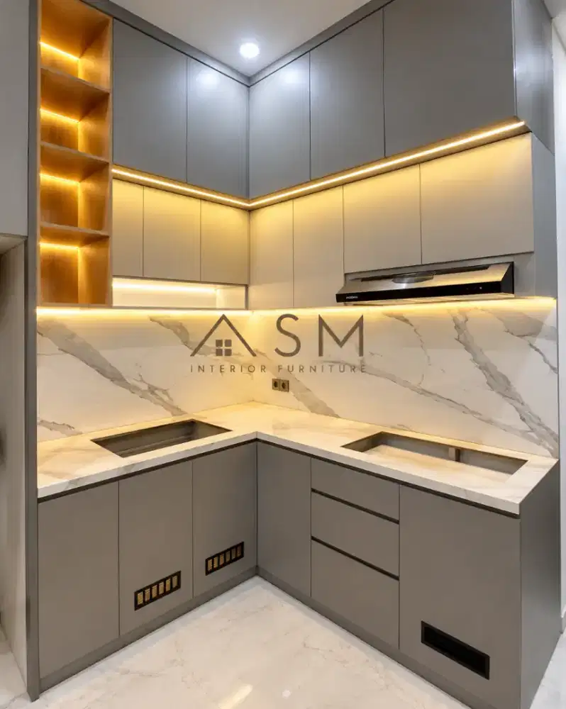 Furniture HPL . Kitchenset , Lemari , Backdrop TV , Meja Belajar DLL