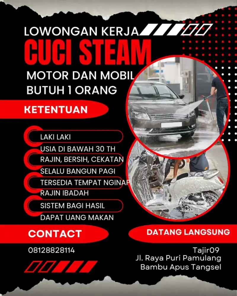 Lowongan Tenaga Steam Motor dan Mobil