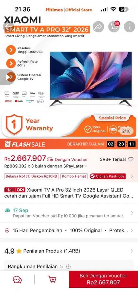 Tv xiaomi A Pro 32 Smart TV
