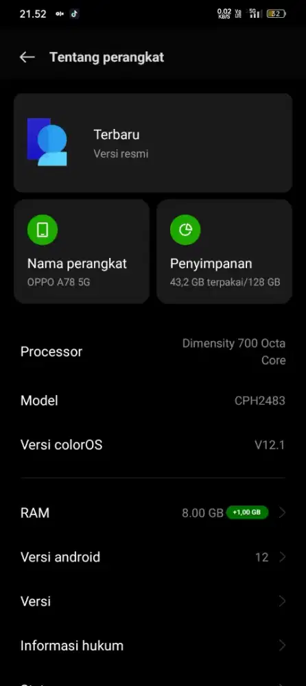 Jual oppo A78 5g lecet pemakaian