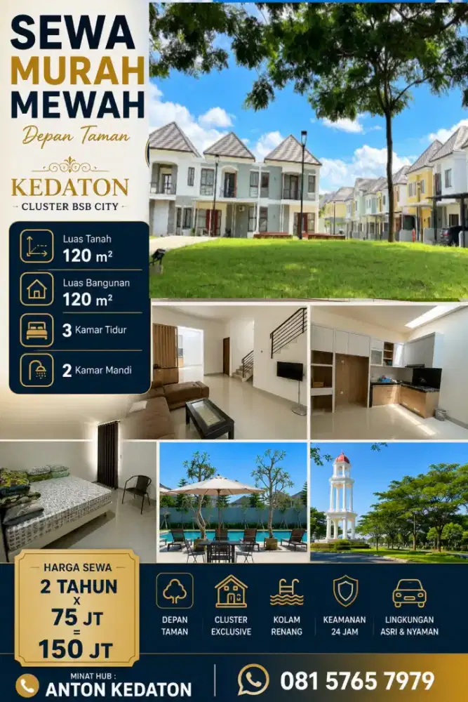 Sewa 2LT/3KT kedaton bsb woodland mansion hilago ivy park MILES MURAH