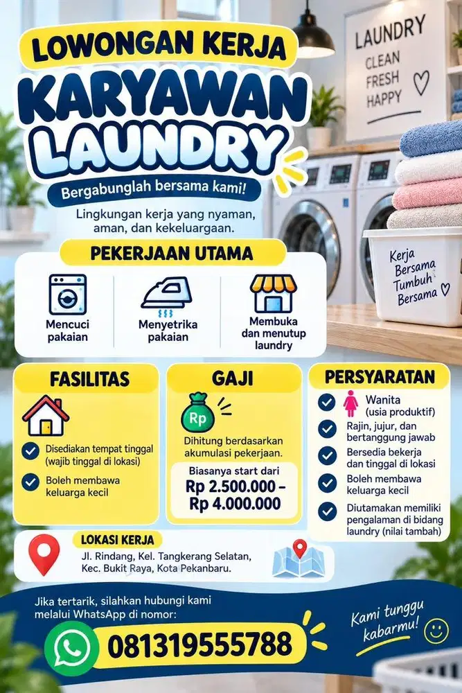 Loker pekanbaru - lowongan kerja pegawai laundry