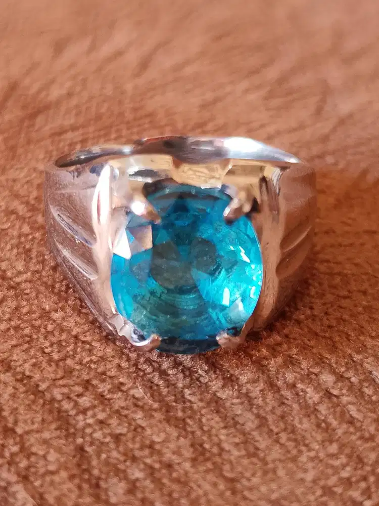 Jual cincin permata blue topaz