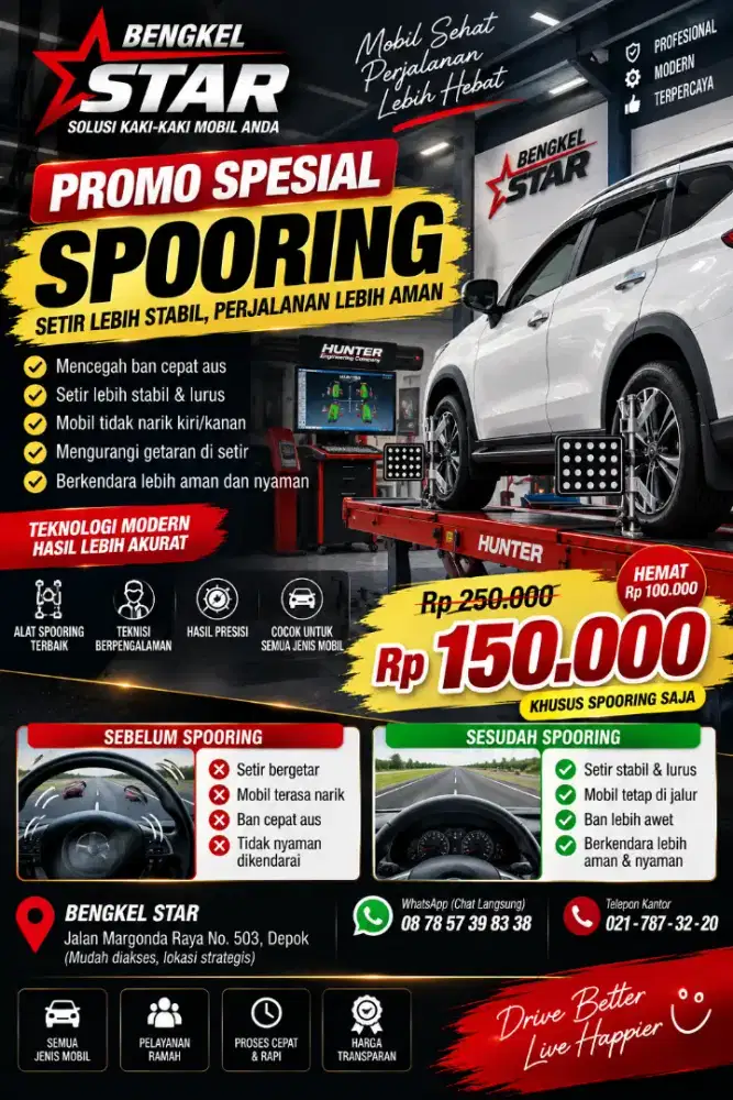 SPOORING 3 DIMENSI CANGGIH  (BENGKEL STAR DEPOK)