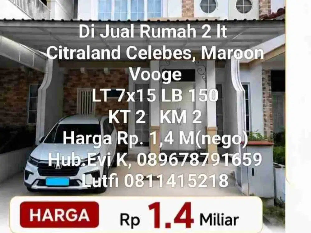 Dijual Rumah 2 Lt di Maroon Vooge Citraland Celebes Makassar