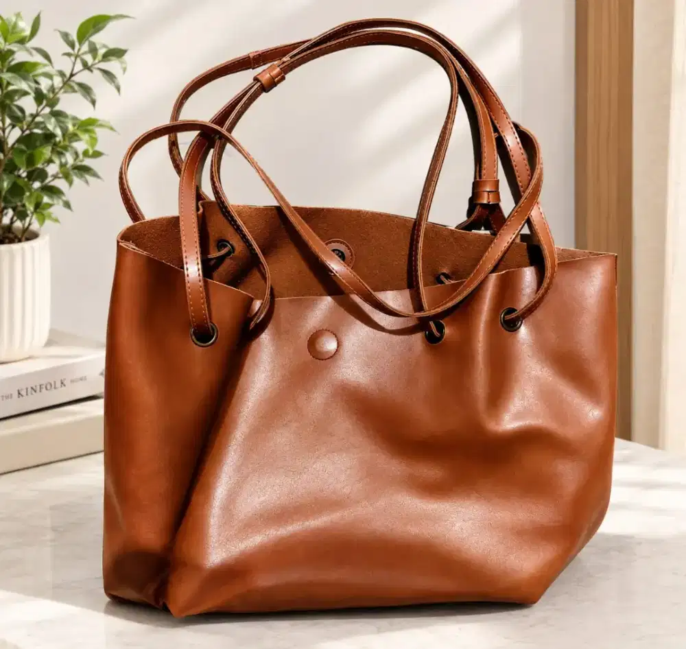 Shoulder Bag Leather Tote Bag Cognac