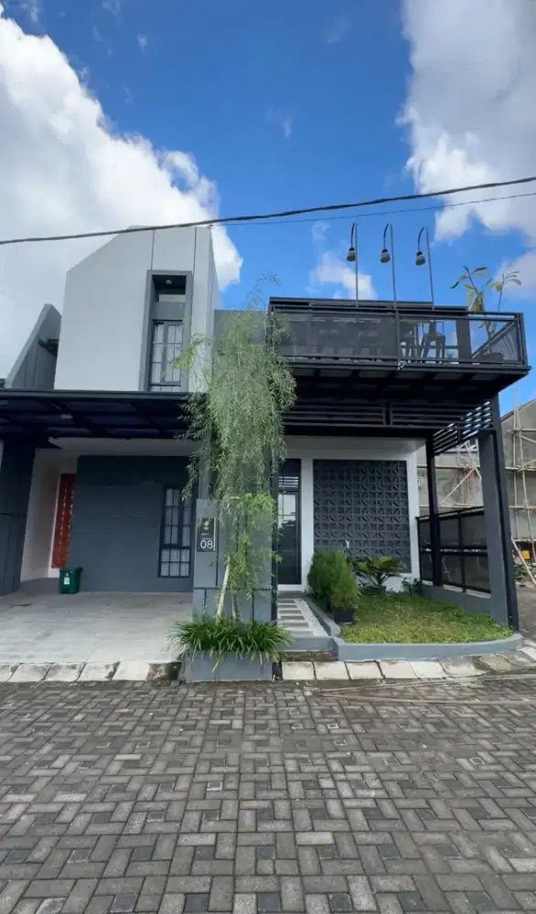 Villa batu murmer desain keren + kolam dalam
