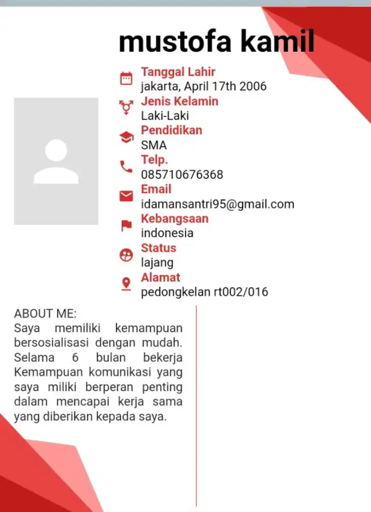 mencari kerja dengan pengalaman ob, dan waiter