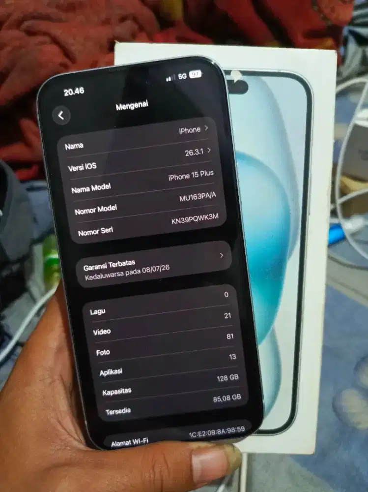 Iphone 15 plus 128 blue ibox fullset mulus nominus
