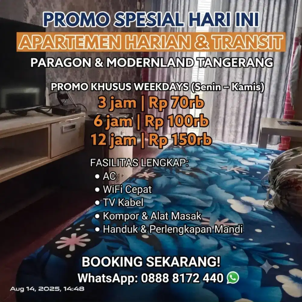 Disewakan apartemen Harian