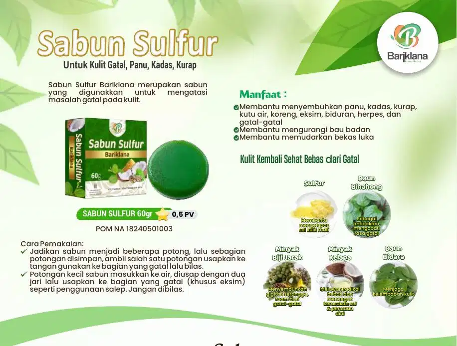 Sabun Sulfur untuk mengobati kulit Gatal, Kada, Panu, Kurab dan lainya