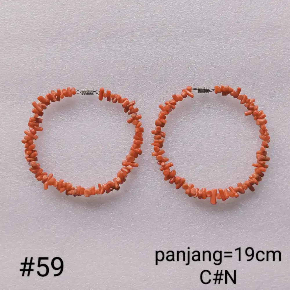 Gelang batu natural coral, batu Marjan Mediterania