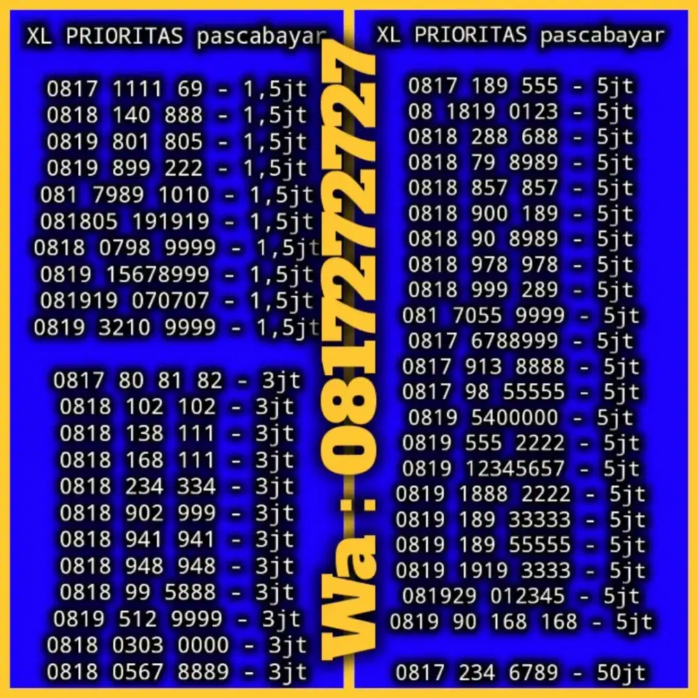 NOMOR CANTIK XL PASCABAYAR