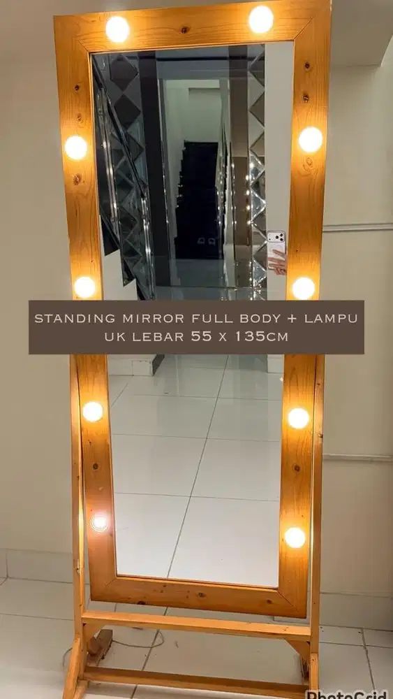 standing mirror fullbody (cermin + lampu)