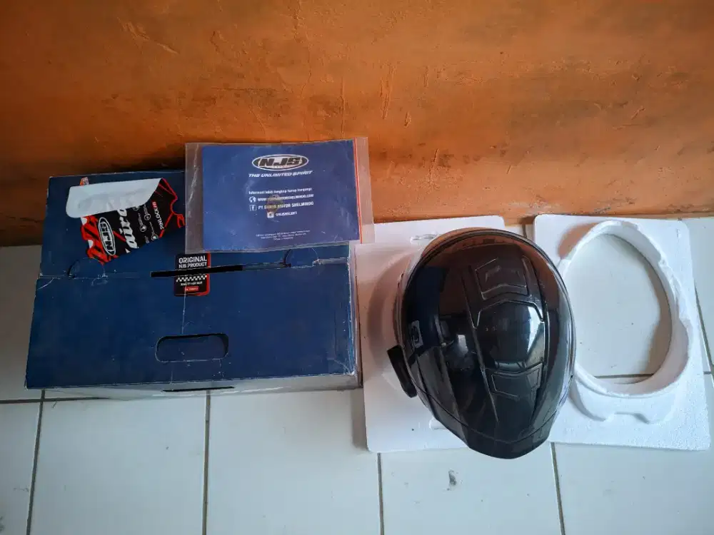 Helm NJS Kairoz Solid Black Size L Fullset Box Mulus