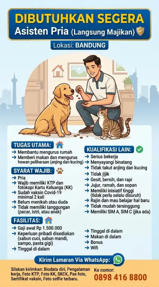 Dibutuhkan Asisten Pria