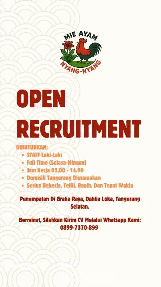 Dibutuhkan Staff Laki-Laki