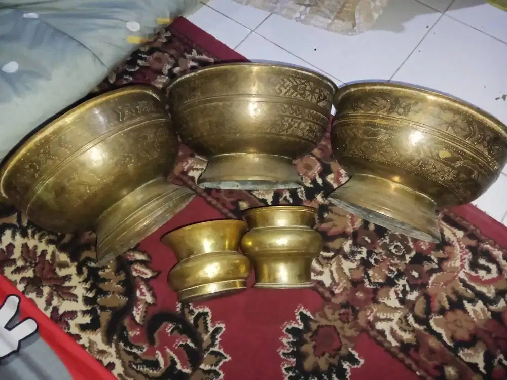 bokor kuningan asli antik+paidon asli antik