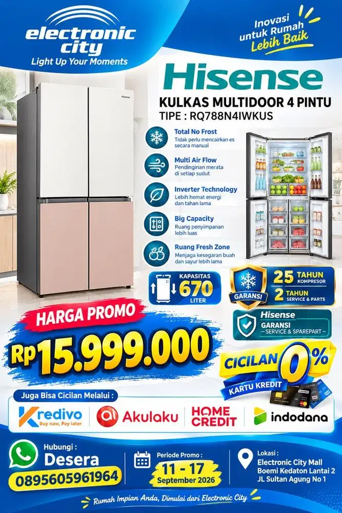 Kulkas Multidoor inverter Hisense