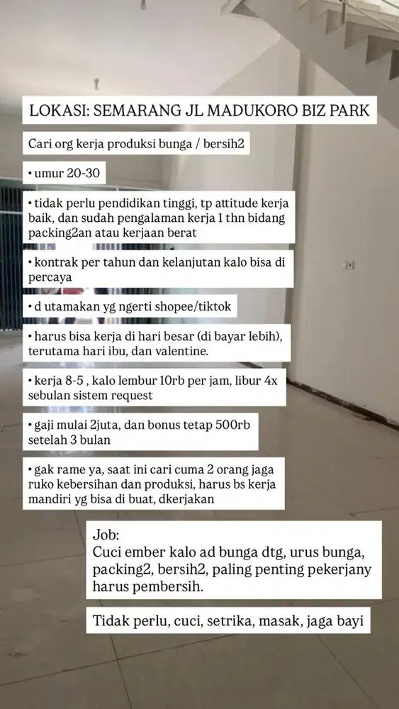 Cari ART utk toko online (cewek)
