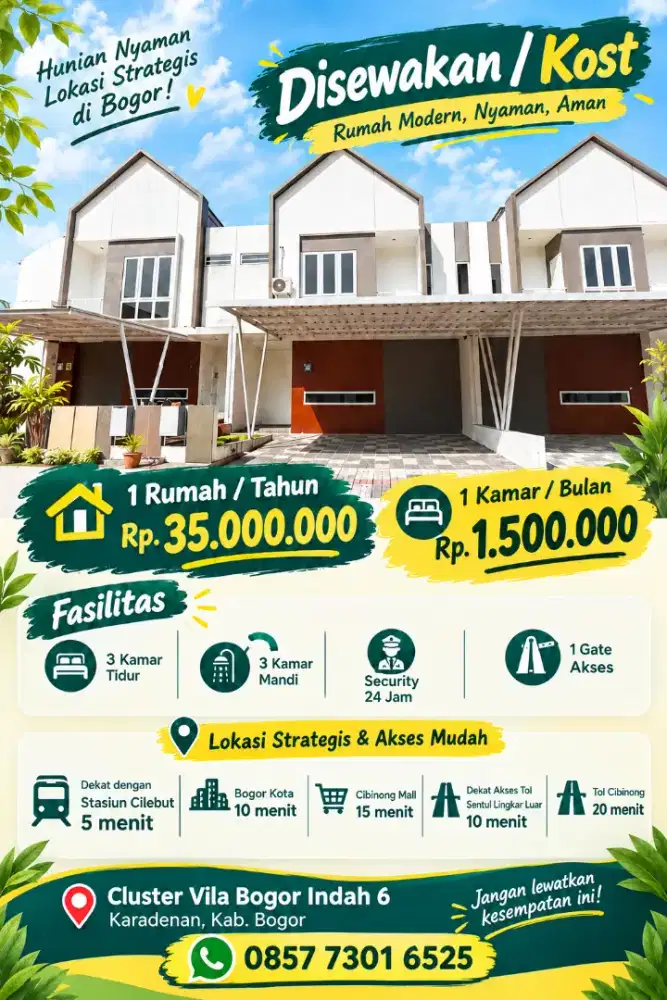 SEGERA DISEWAKAN RUMAH TAHUNAN (nego)