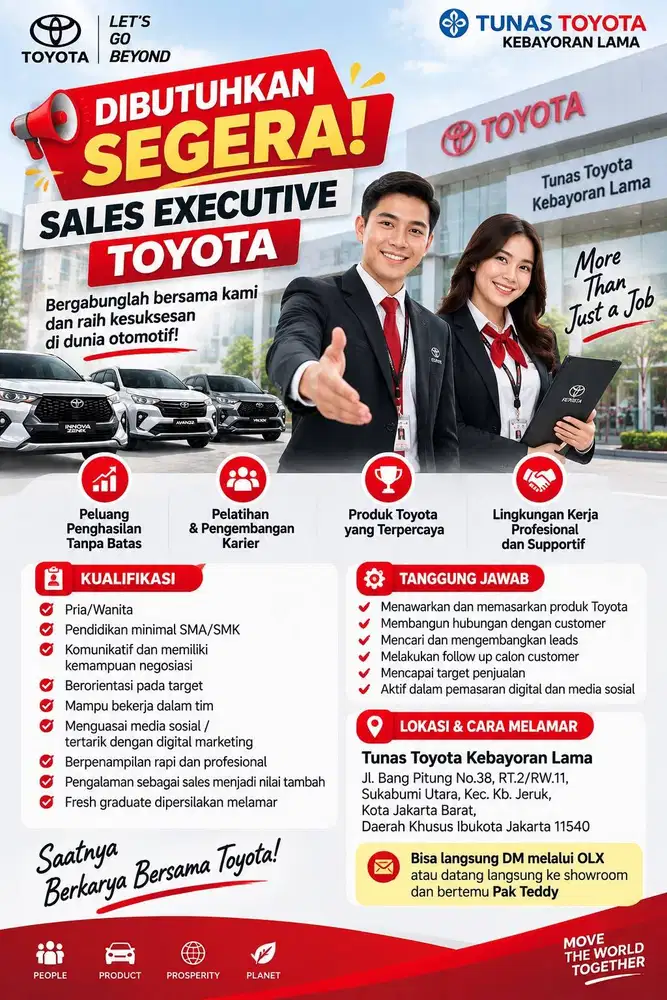 LOWONGAN KERJA — SALES EXECUTIVE TOYOTA