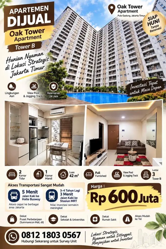Dijual cepat apartment full furnished