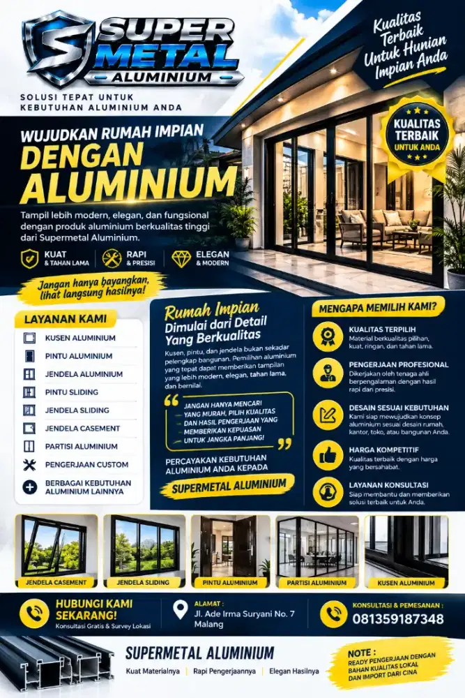 Jasa Aluminium Supermetal Premium - Rapi, Kuat & Bergaransi
