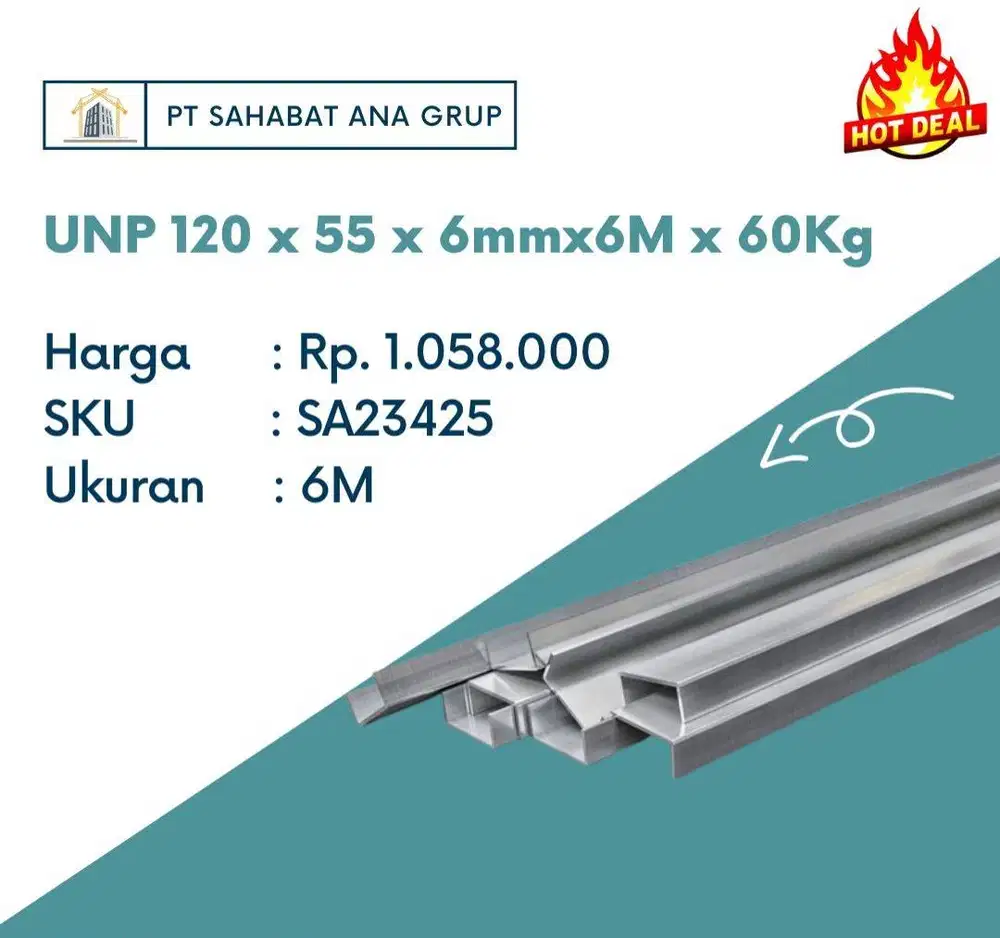UNP 120 x 55 x 6mmx6M x 60Kg