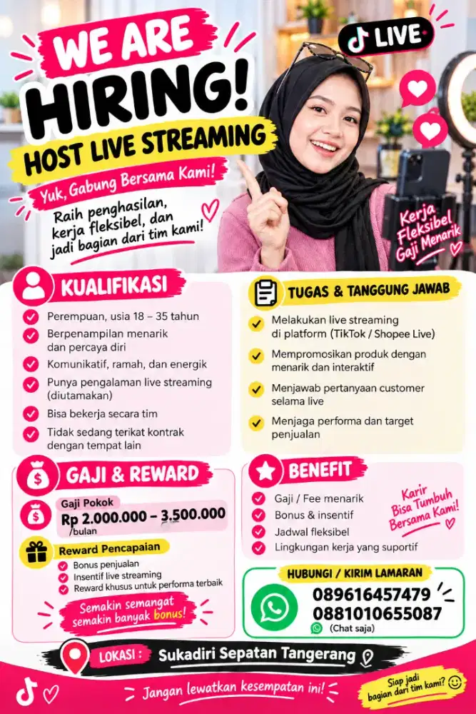 LOKER UNTUK HOST LIVE TIKTOKSHOP