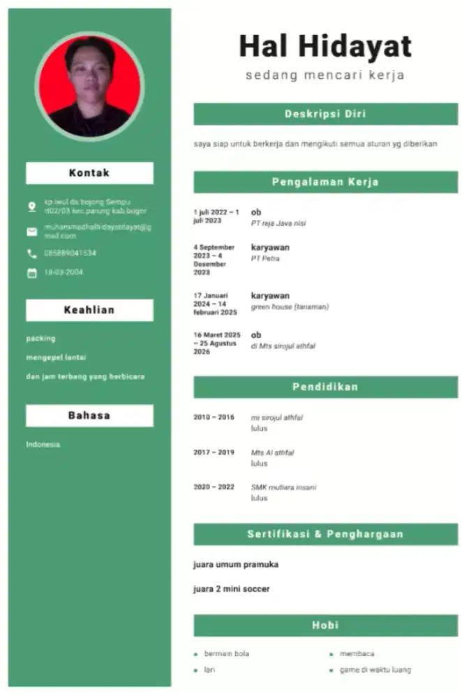 Info lowongan pekerjaan