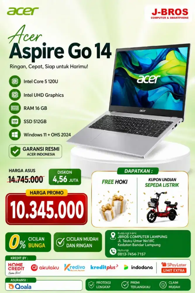 PROMO KREDIT LAPTOP ACER ASPIRE  HOME CREDIT TANPA DP GRATIS 2X CICILN