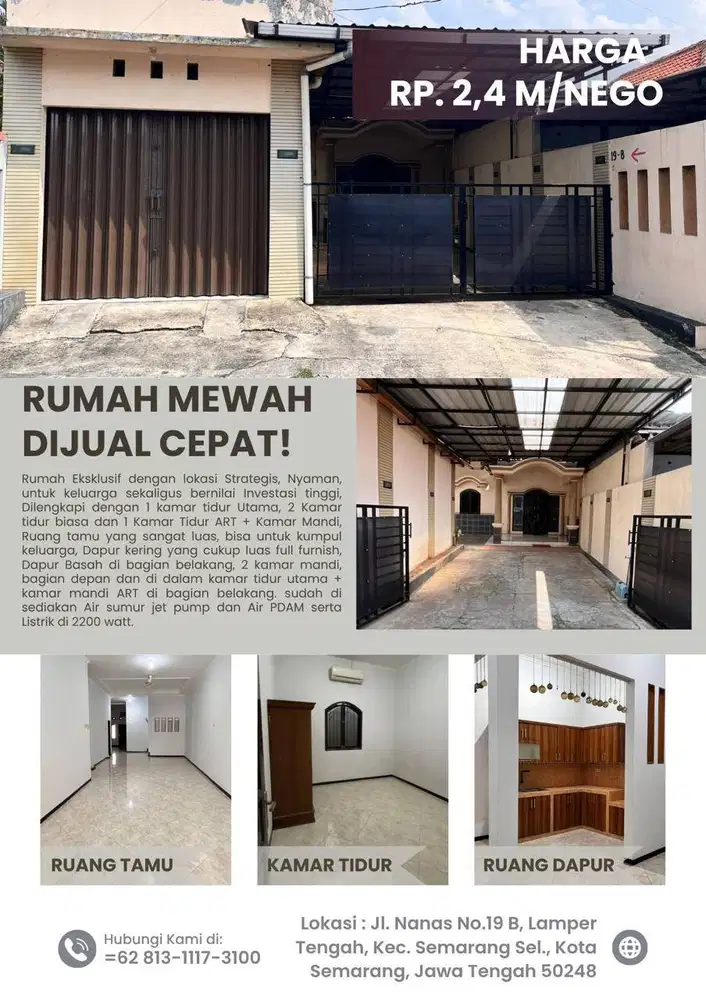HUNIAN EKSLUSIF UNTUK INVESTASI ATAU SIAP DIHUNI DILAMPER SEMARANG