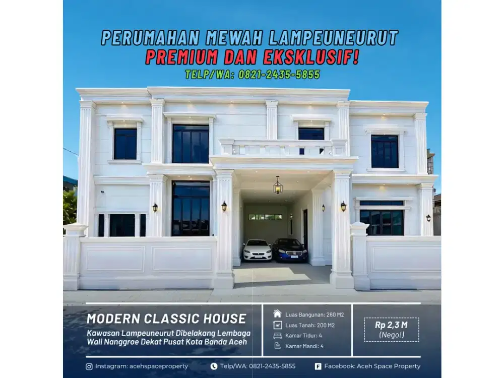 Dijual Rumah Mewah di Kawasan Lampeuneurut Dekat Jalan Raya - Hunian Sultan Include Kolam Renang!