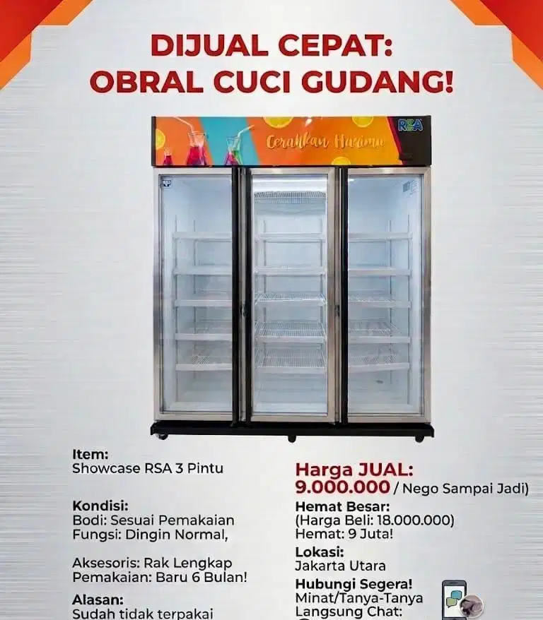jual showcase RSA 3 pintu