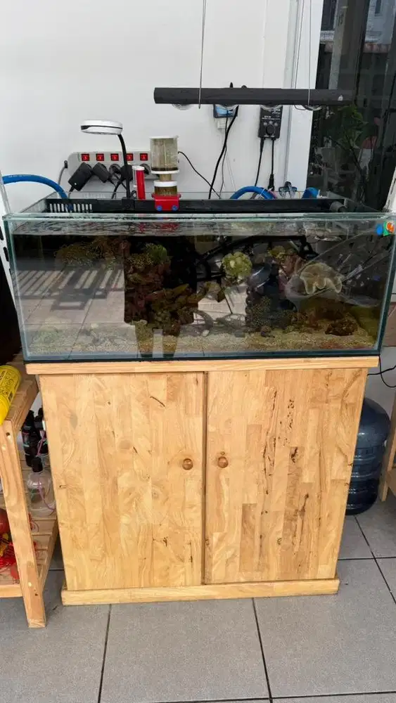 Aquarium bekas (80x50x30cm) 8ml kayu jati belanda