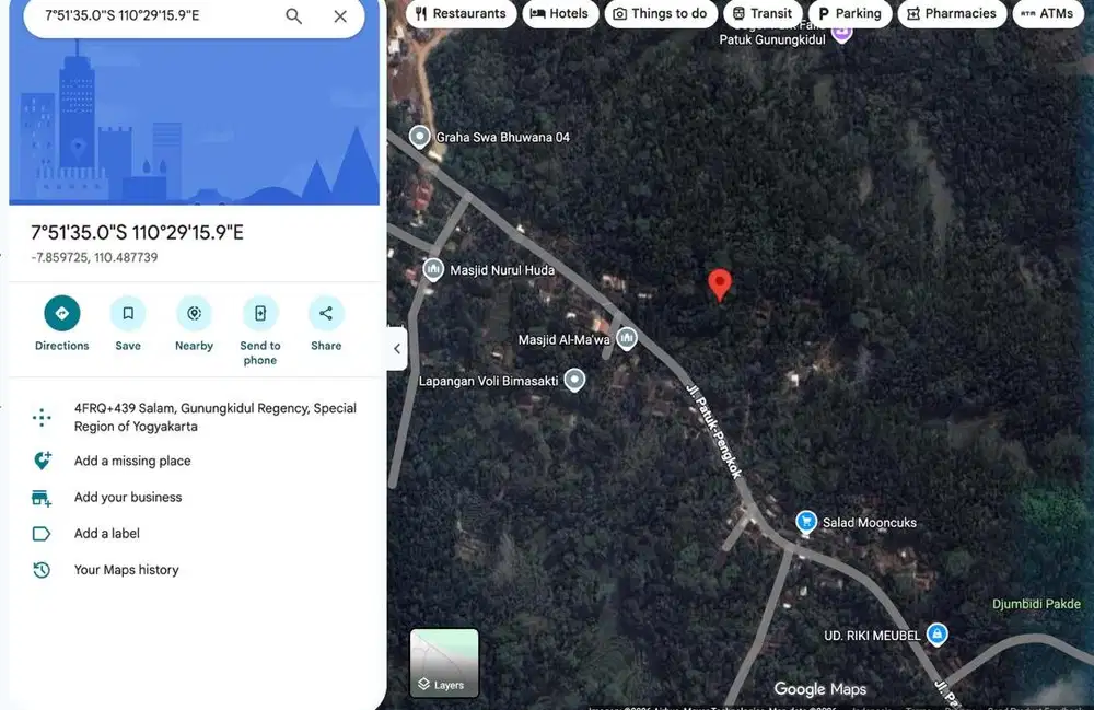 Jual Tanah Pribadi cocok untuk usaha Villa dan tanam kopi, durian
